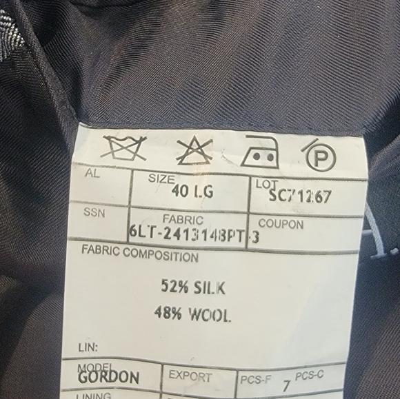 40L Men's Jos. A Bank Blazer Silver Gray Herringbone Silk & Wool Sport Coat - Picture 10 of 10